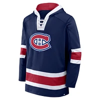 Men's Fanatics  Navy Montreal Canadiens Inside Line Fleece Pullover Hoodie
