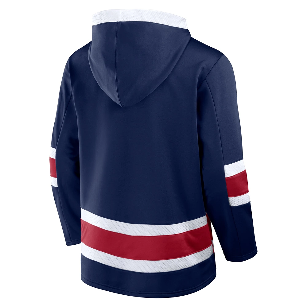 Men's Fanatics  Navy Montreal Canadiens Inside Line Fleece Pullover Hoodie