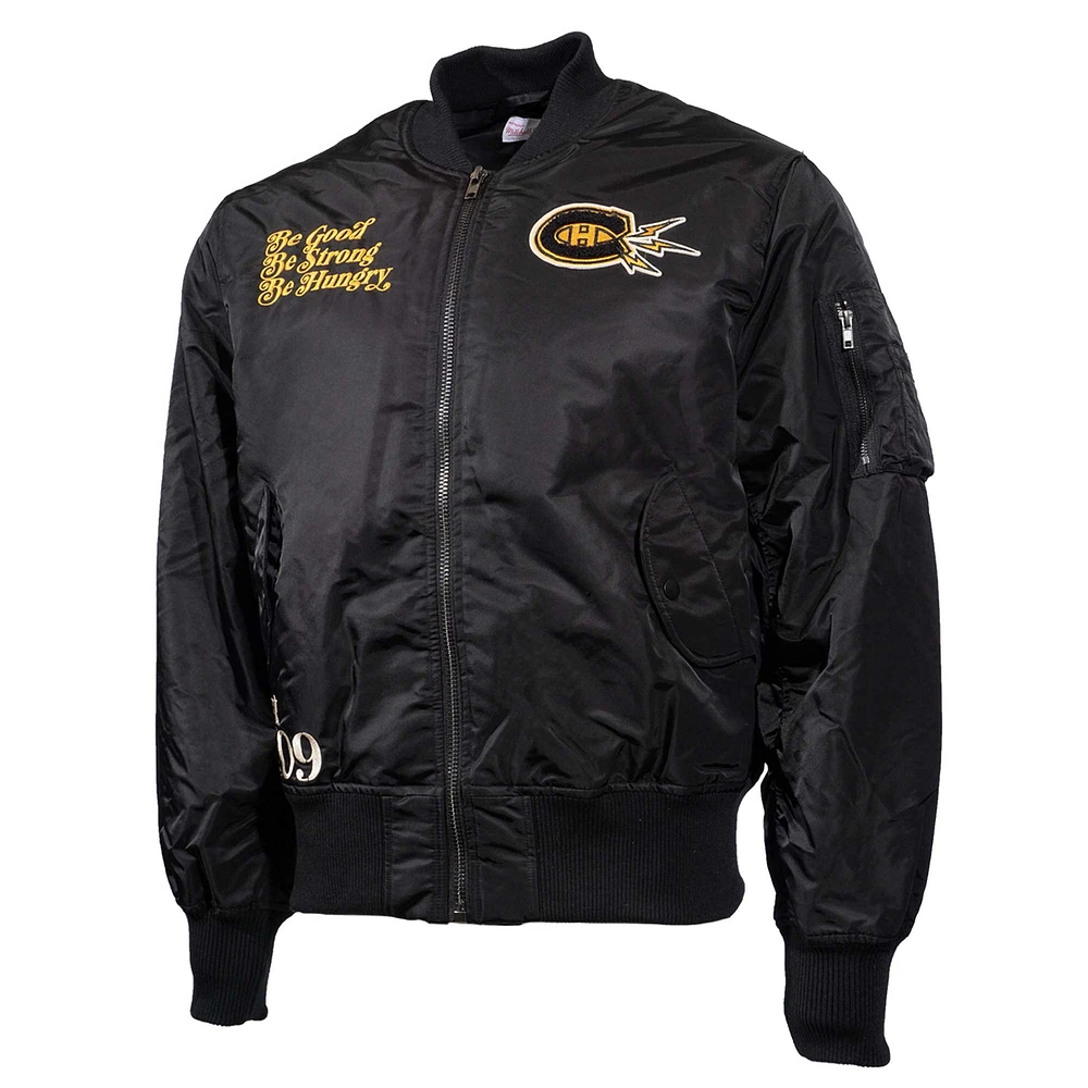 Men's Mitchell & Ness Black Montreal Canadiens Eye Of The Tiger Full-Zip Bomber Jacket