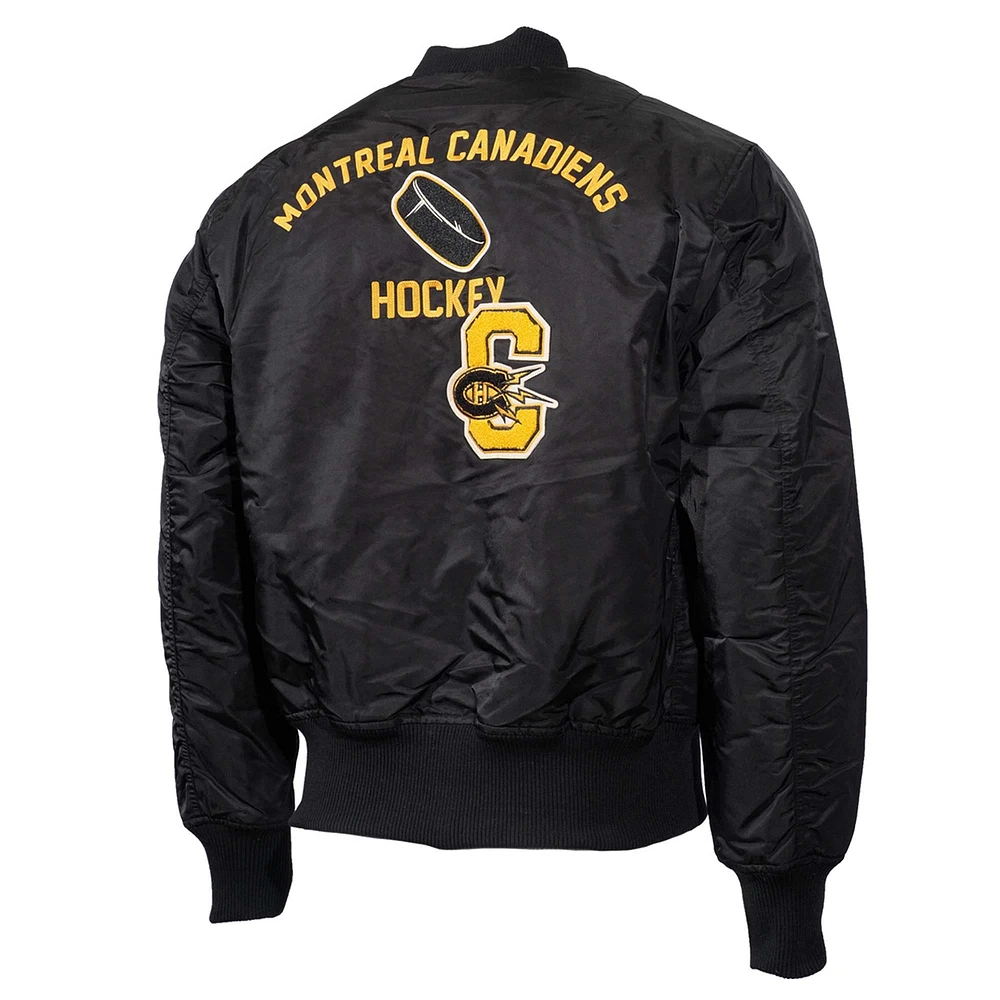 Men's Mitchell & Ness Black Montreal Canadiens Eye Of The Tiger Full-Zip Bomber Jacket