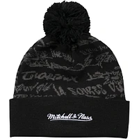 Men's Mitchell & Ness Black Montreal Canadiens Meaningful Words Cuffed Knit Hat with Pom