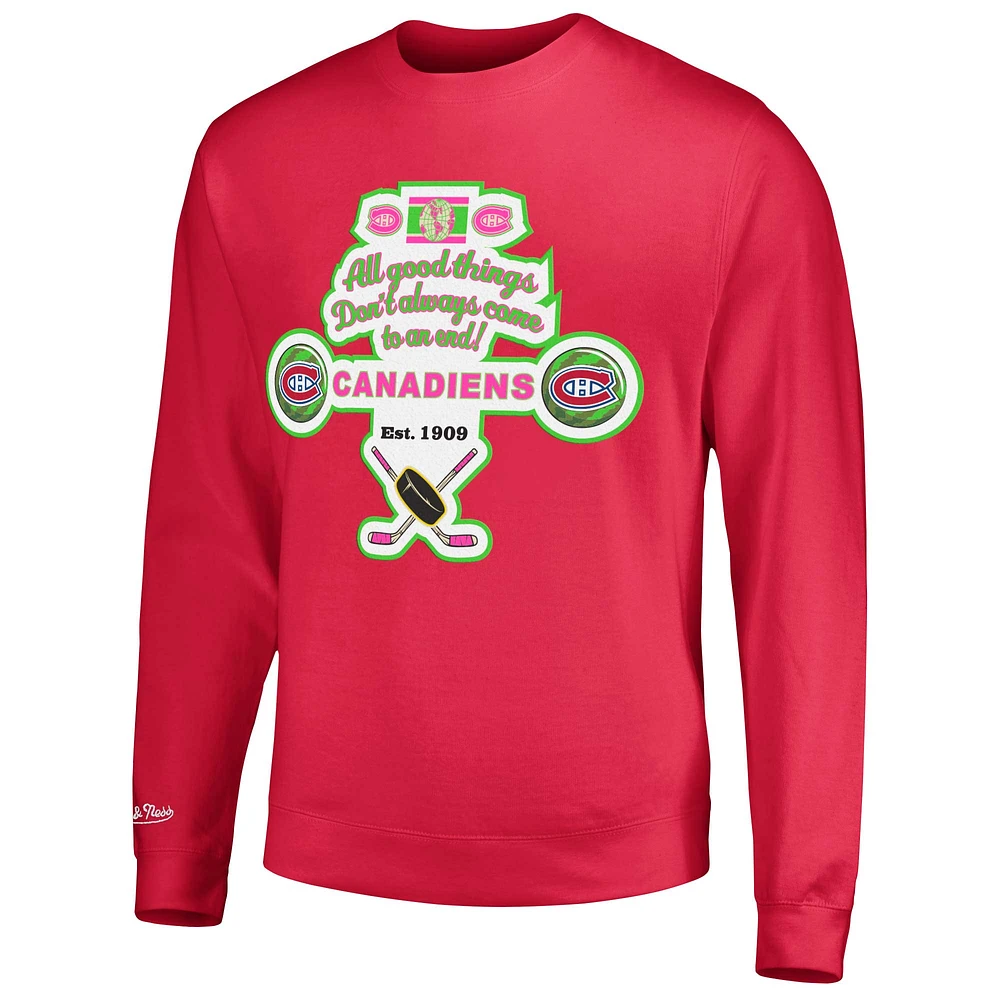 Men's Mitchell & Ness Pink Montreal Canadiens Watermelon Sugar High Pullover Sweatshirt