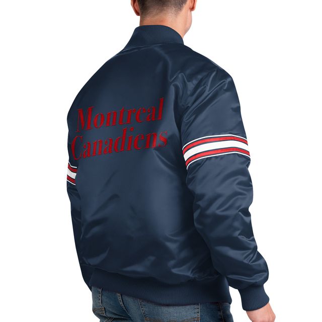 Starter Navy Montreal Canadiens Pick & Roll Satin - Veste universitaire à boutons-pression