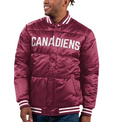 Veste à bulles bouton-pression complète Starter rouge des Canadiens de Montréal Bronx pour hommes
