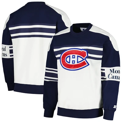 Sweat-shirt à col rond en molleton de défense des Canadiens Montréal Starter blanc pour hommes