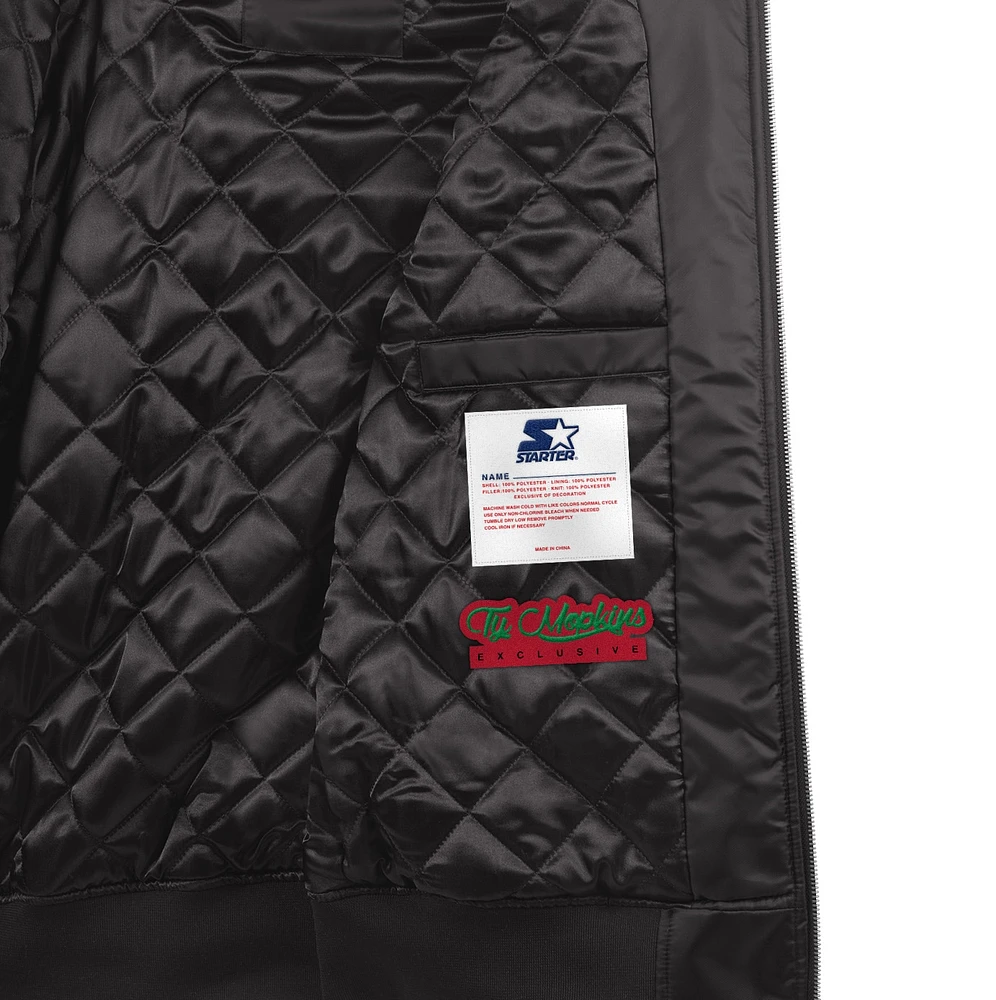 Starter x Ty Mopkins pour homme Noir Mois de l'histoire des Canadiens Montréal en satin - Veste à glissière pleine longueur