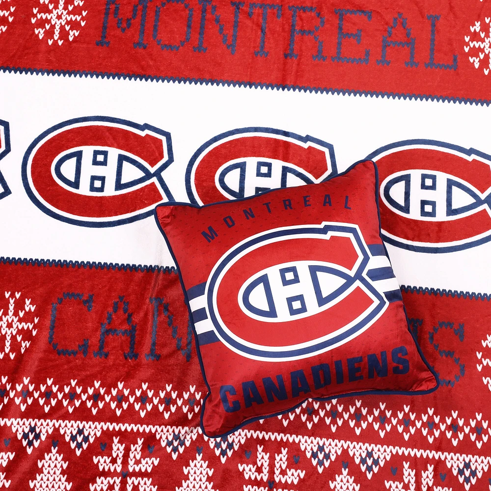 Montreal Canadiens 2-Pack 50" x 60" Holiday Throw Blanket and Cushion Set