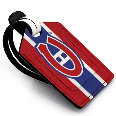Étiquette de bagage en cuir rouge Canadiens de Montréal personnalisée