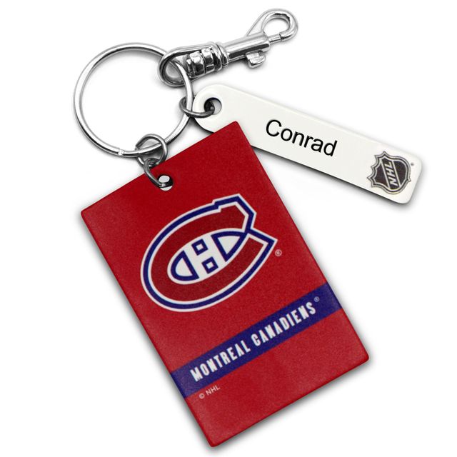 Porte-clés rectangle en cuir personnalisé Canadiens de Montréal rouge