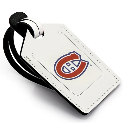 White Montreal Canadiens Personalized Leather Luggage Tag