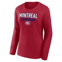 Women's Fanatics Blue/Red Montreal Canadiens Tail Sweep Long Sleeve T-Shirt & Cuffed Knit Hat with Pom Combo Set