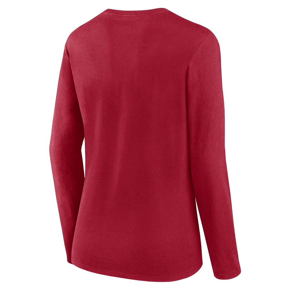 Women's Fanatics Blue/Red Montreal Canadiens Tail Sweep Long Sleeve T-Shirt & Cuffed Knit Hat with Pom Combo Set