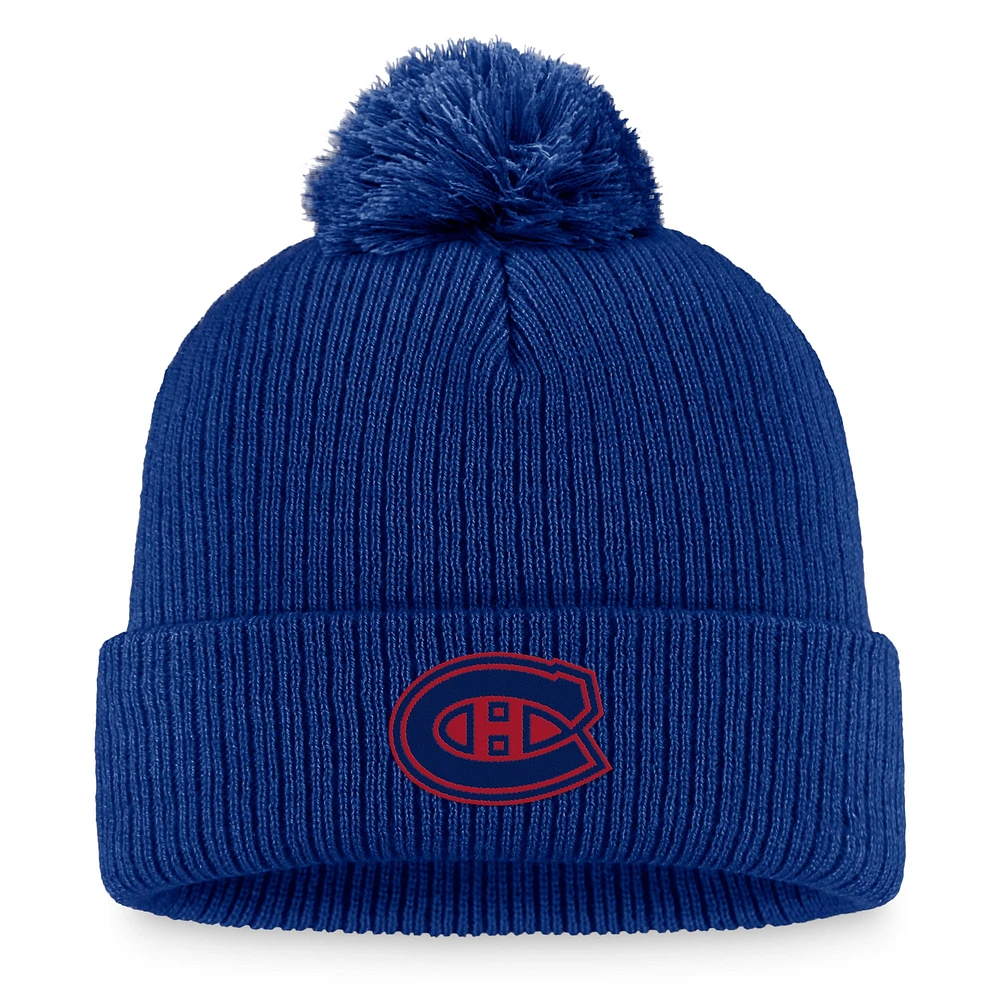Women's Fanatics Blue/Red Montreal Canadiens Tail Sweep Long Sleeve T-Shirt & Cuffed Knit Hat with Pom Combo Set