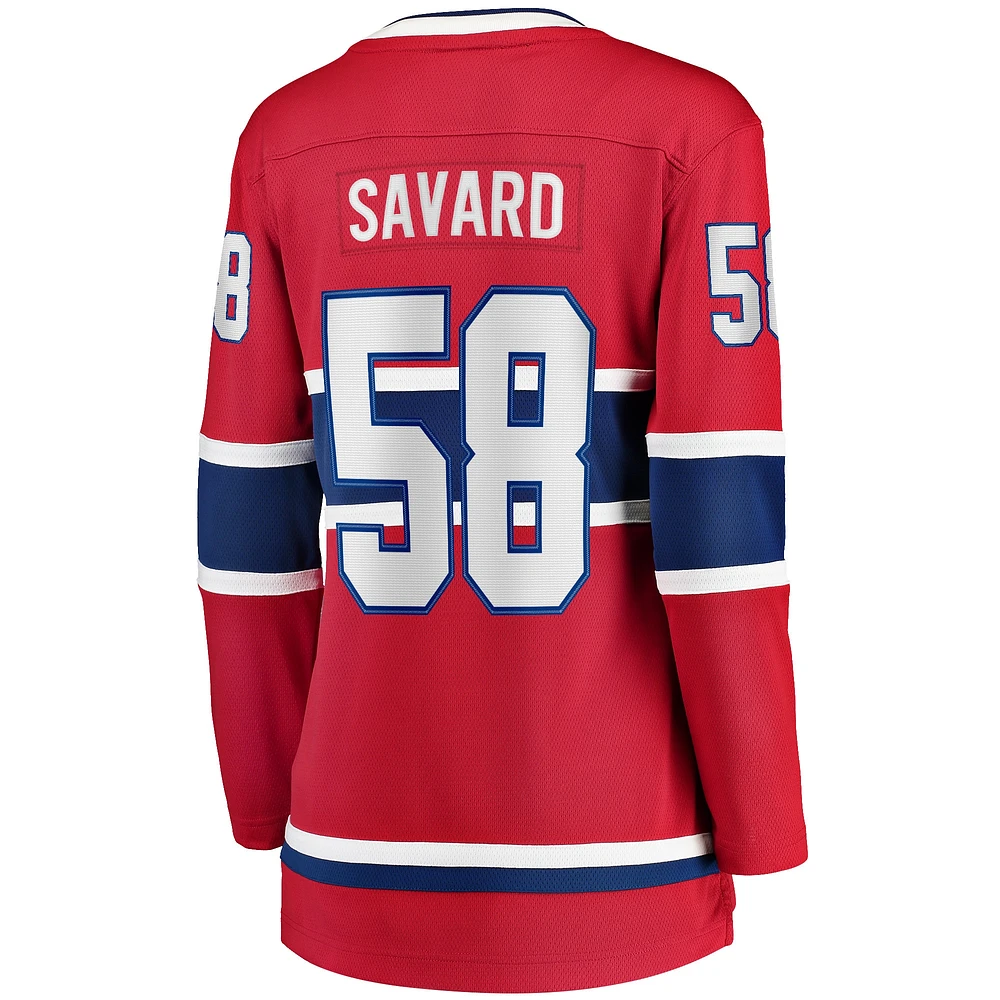 Fanatics pour femmes David Savard, joueur échappé à domicile des Canadiens de Montréal, rouge - Maillot