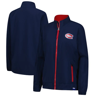 Veste d'entraîneur entièrement zippée pour femme Fanatics bleu marine des Canadiens de Montréal Authentic Pro Rink