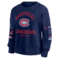 Women's Fanatics  Navy Montreal Canadiens Oversized Go Team Pullover Sweatshirt