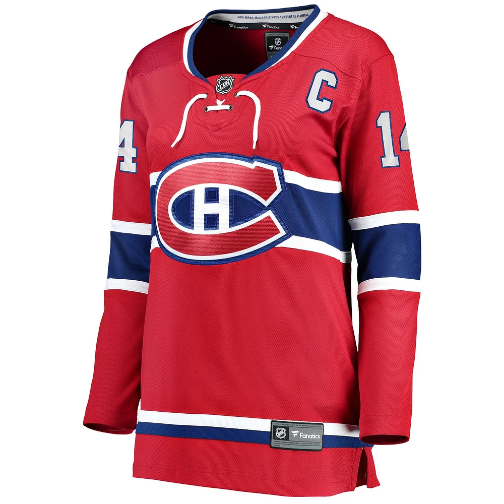 Fanatics pour femmes Nick Suzuki rouge Canadiens de Montréal Accueil Captain Patch Breakaway Player Maillot