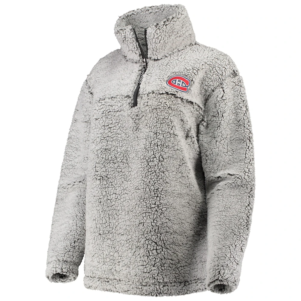 Veste à enfiler Sherpa quart de zip G-III 4Her par Carl Banks pour femmes des Canadiens Montréal, gris