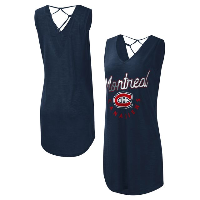 Chandail à encolure en V Game Time Slub Beach des Canadiens de Montréal G-III 4Her by Carl Banks pour femme - Marine Robe cache-maillot