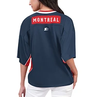 Women's Starter Blue Montreal Canadiens Power Play Raglan V-Neck T-Shirt
