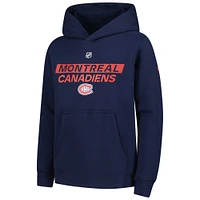 Youth Navy Montreal Canadiens Authentic Pro Wordmark Fleece Pullover Hoodie
