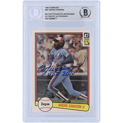 Carte autographiée Donruss 1982 #88 Beckett Fanatics Witnessed des Expos de Montréal d'André Dawson avec l'inscription "HOF 2010"