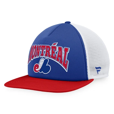 Men's Fanatics Blue/Red Montreal Expos Heritage Foam Front Trucker Snapback Hat