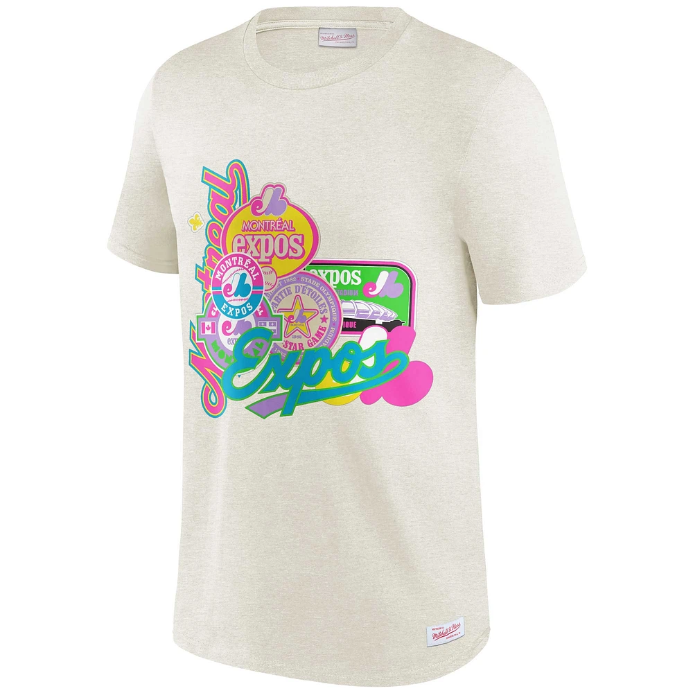 Men's Mitchell & Ness Oatmeal Montreal Expos Cooperstown Collection Party Mix T-Shirt