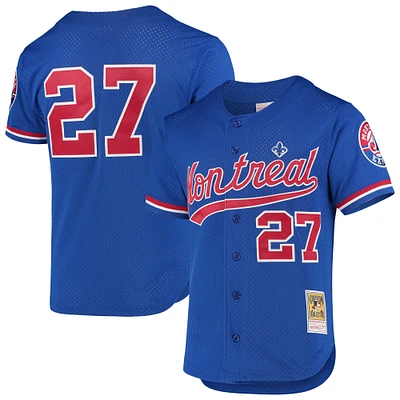 Mitchell & Ness pour homme Vladimir Guerrero Bleu Expos de Montréal Collection Cooperstown Maillot boutonné d'entraînement au bâton en maille