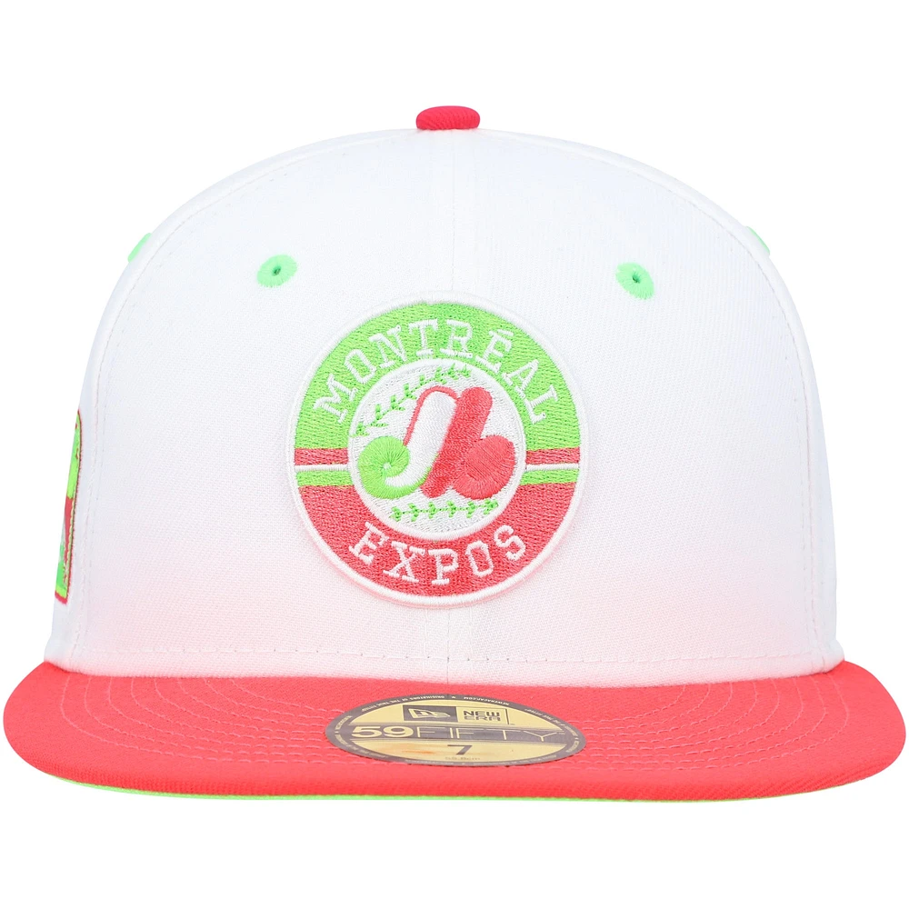 Men's New Era White/Coral Montreal Expos  Olympic Stadium Strawberry Lolli 59FIFTY Fitted Hat