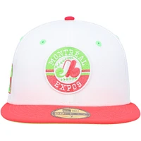 Men's New Era White/Coral Montreal Expos  Olympic Stadium Strawberry Lolli 59FIFTY Fitted Hat