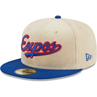 Men's New Era White Montreal Expos Cooperstown Collection Corduroy Classic 59FIFTY Fitted Hat