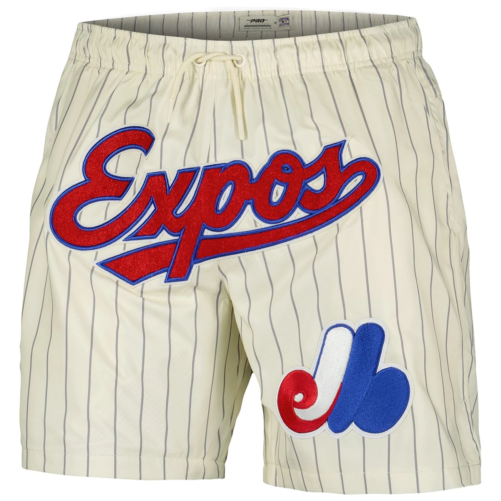 Men's Pro Standard Cream Montreal Expos Pinstripe Retro Classic Woven Shorts