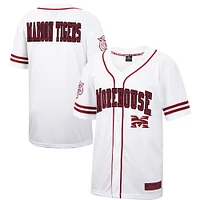 Men's Colosseum White Morehouse Maroon Tigers Free Spirited Mesh Button-Up Baseball Jersey