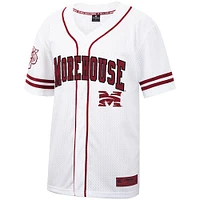 Men's Colosseum White Morehouse Maroon Tigers Free Spirited Mesh Button-Up Baseball Jersey