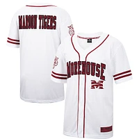 Men's Colosseum White Morehouse Maroon Tigers Free Spirited Mesh Button-Up Baseball Jersey