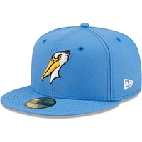 Men's New Era Light Blue Myrtle Beach Pelicans Authentic Collection 59FIFTY Fitted Hat