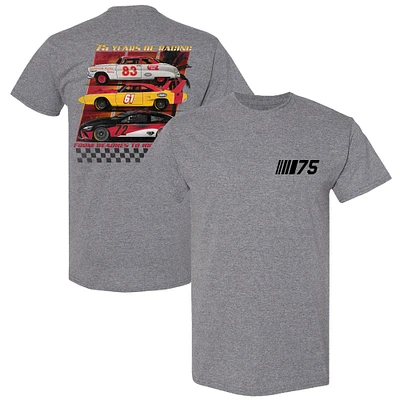 T-shirt Héritage NASCAR 75e anniversaire drapeau à damier gris chiné pour homme
