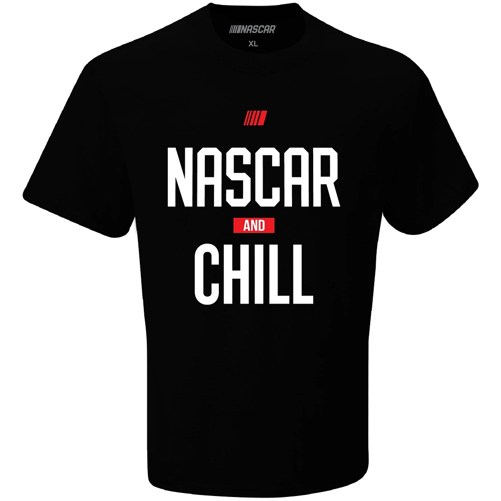 Men's Checkered Flag Sports  Black NASCAR and Chill T-Shirt