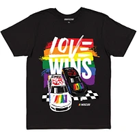 Men's Checkered Flag Sports Black NASCAR Love Wins Pride T-Shirt