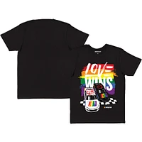 Men's Checkered Flag Sports Black NASCAR Love Wins Pride T-Shirt