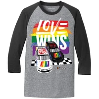 Men's Checkered Flag Sports Gray NASCAR Love Wins Pride Ringer T-Shirt