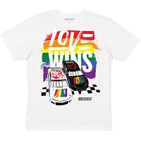 Men's Checkered Flag Sports White NASCAR Love Wins Pride T-Shirt