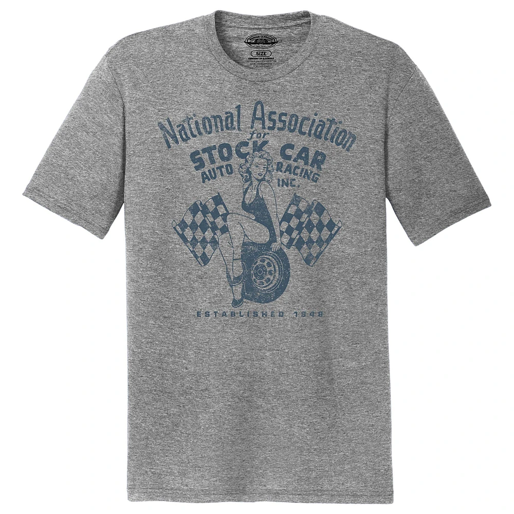Men's  Gray NASCAR Stock Car Auto Racing Tri-Blend T-Shirt