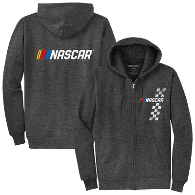 Sweat à capuche zippé NASCAR Heather Charcoal pour homme