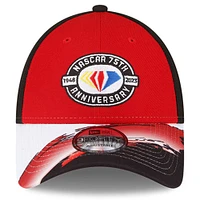 Men's New Era Red/Black NASCAR 75th Aniversary 9FORTY Visor Streak Snapback Adjustable Hat