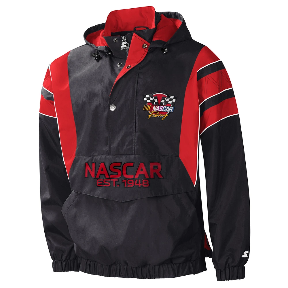 Men's Starter Black/Red NASCAR Impact Half-Snap Pullover Jacket
