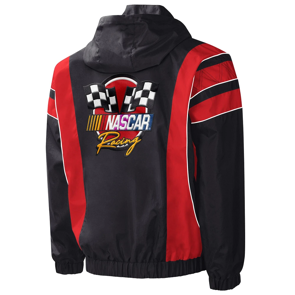 Men's Starter Black/Red NASCAR Impact Half-Snap Pullover Jacket