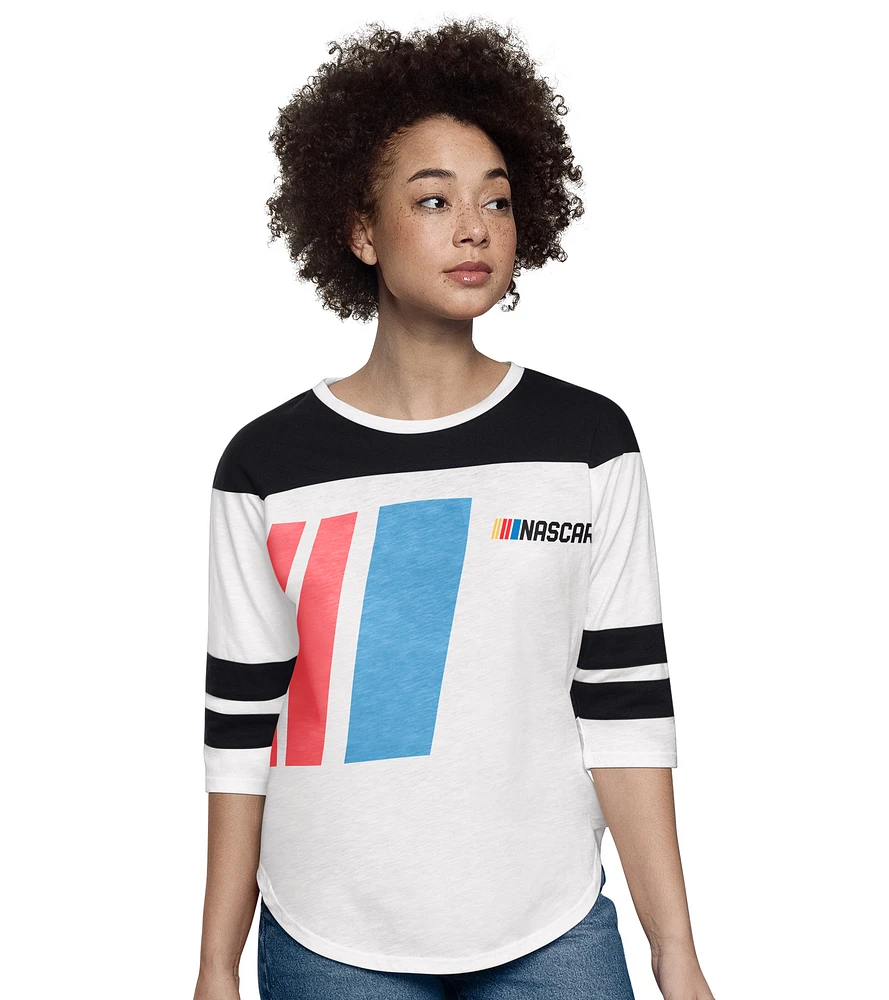 Women's Starter White NASCAR Grand Slam 3/4-Sleeve T-Shirt