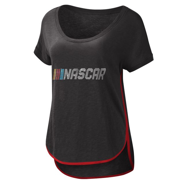 T-shirt à encolure dégagée pour femme G-III 4Her by Carl Banks noir NASCAR Rookie